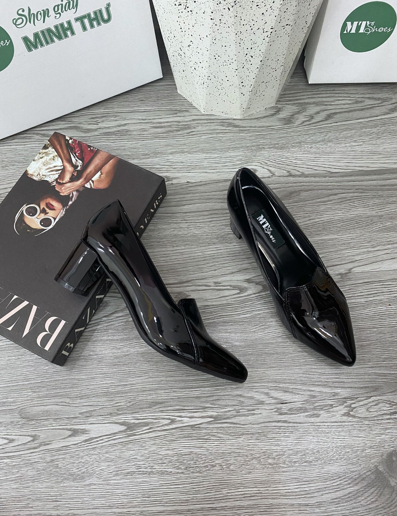  Giày cao gót trụ 5cm mũi lưỡi gà 485 