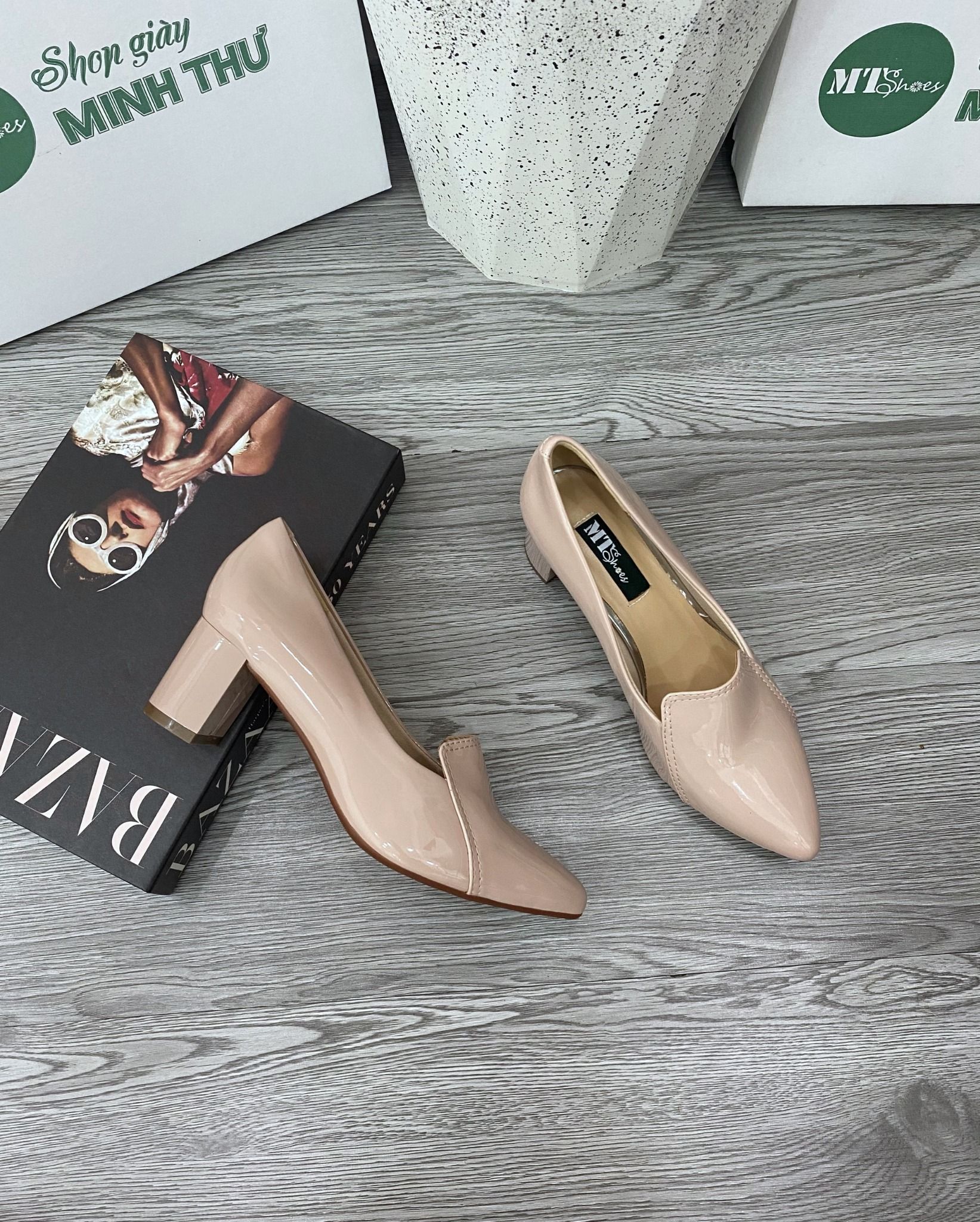  Giày cao gót trụ 5cm mũi lưỡi gà 485 