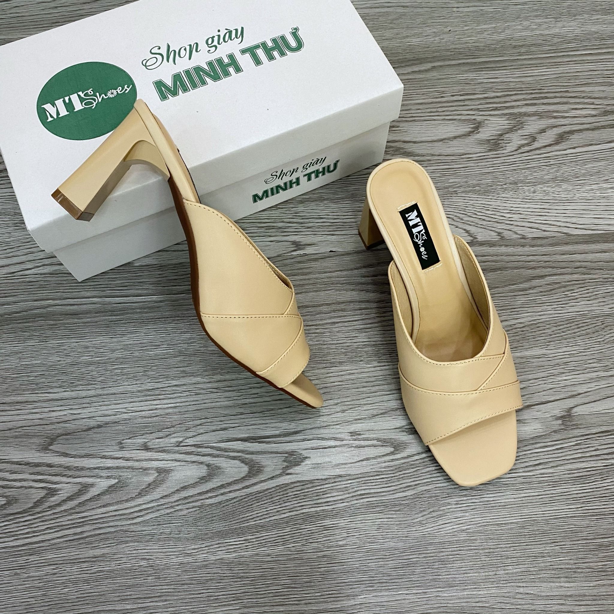  Guốc cao gót che khuyết điểm quai đắp da trụ 7cm MT489 