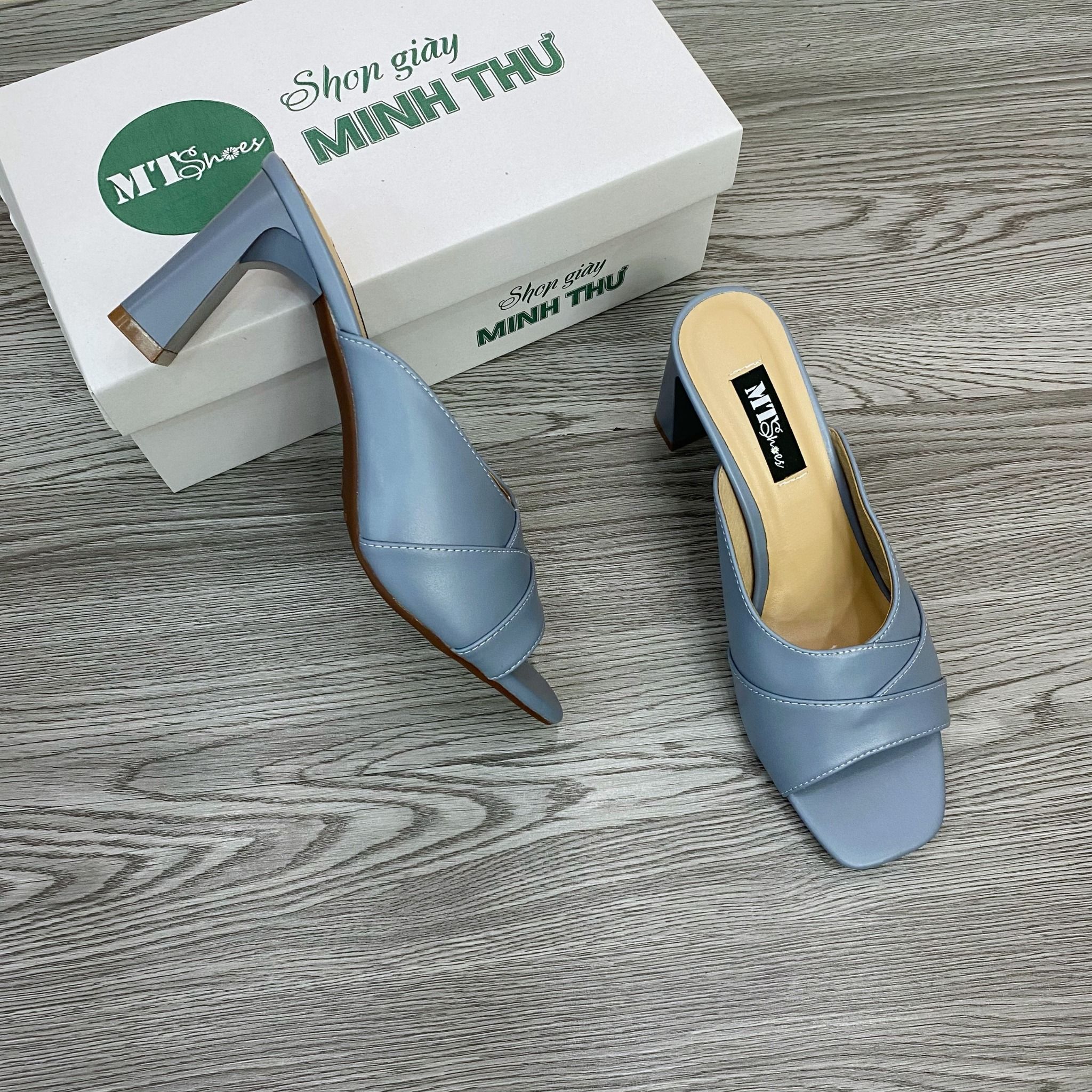  Guốc cao gót che khuyết điểm quai đắp da trụ 7cm MT489 