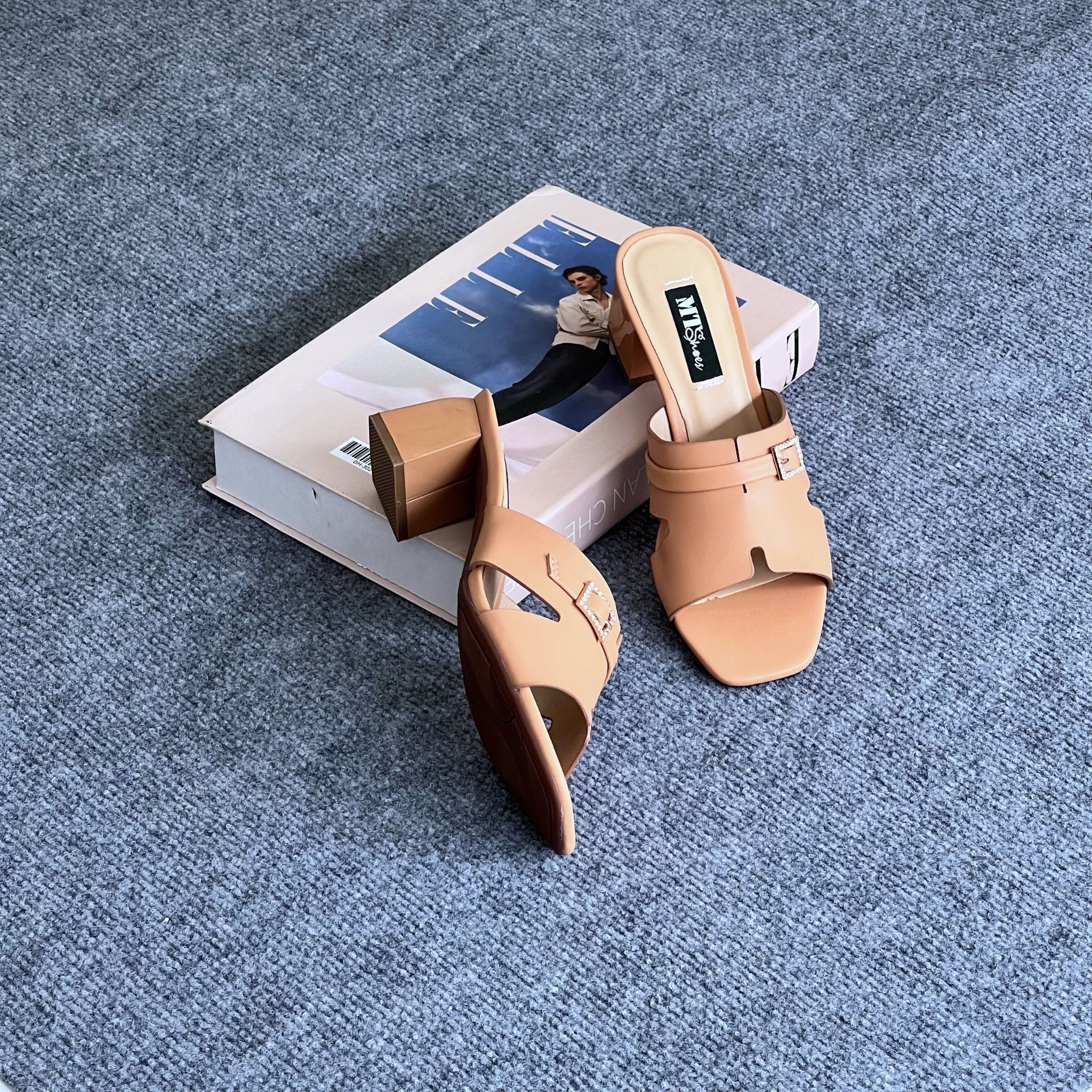  Guốc nữ quai chữ H phối khóa 5cm 491 