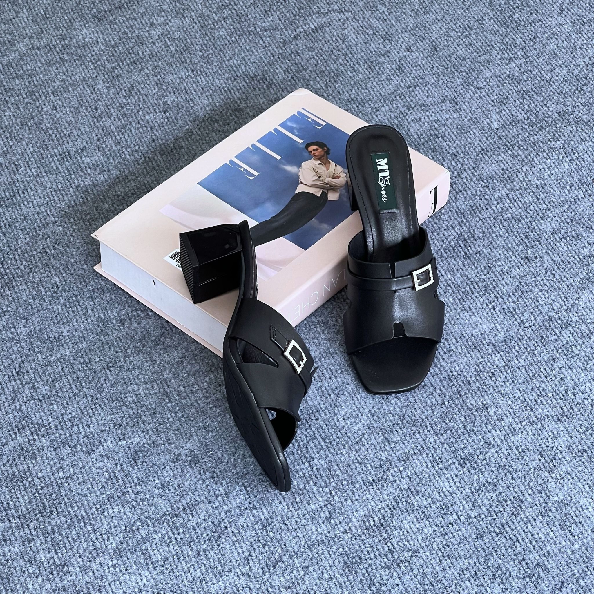 Guốc nữ quai chữ H phối khóa 5cm 491 