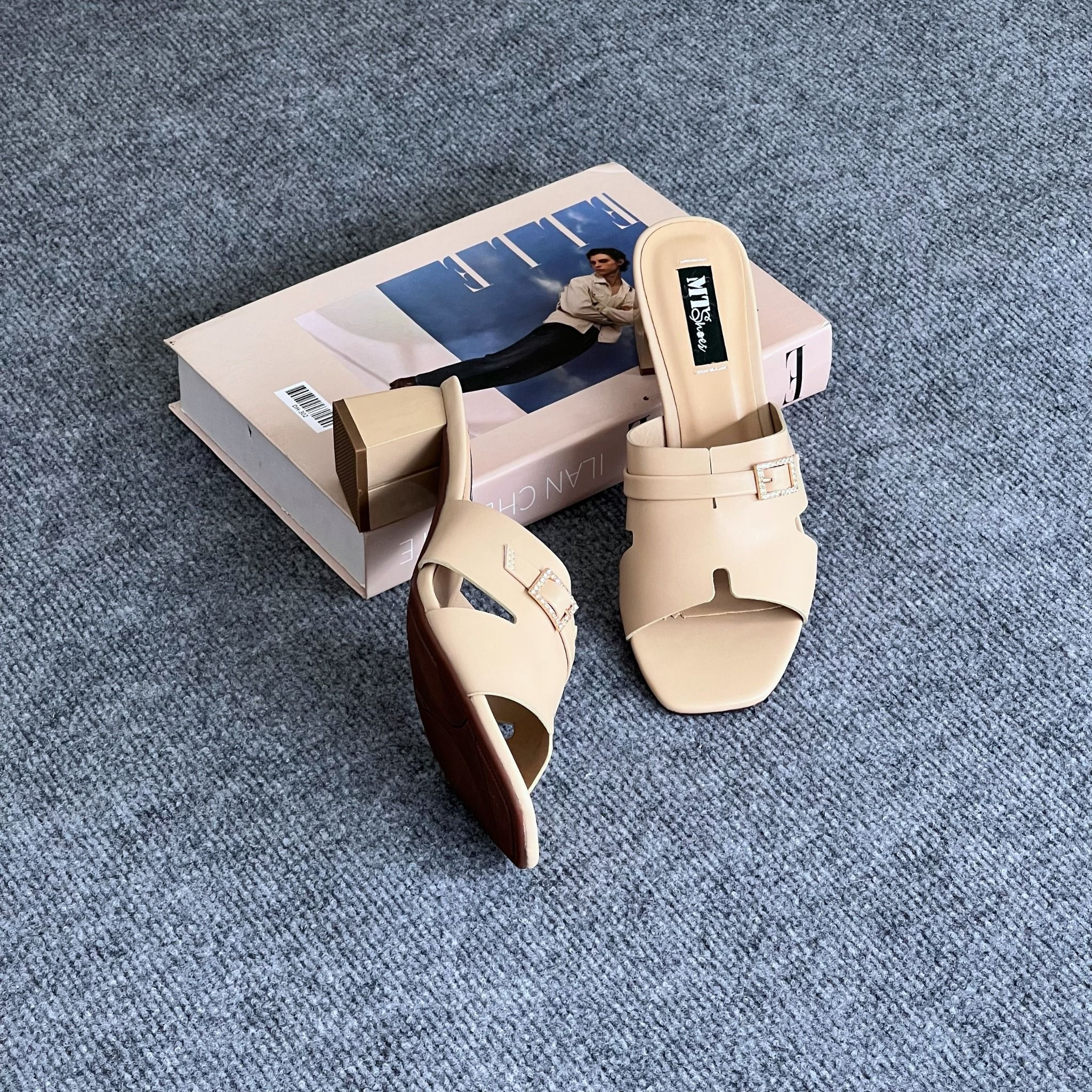  Guốc nữ quai chữ H phối khóa 5cm 491 