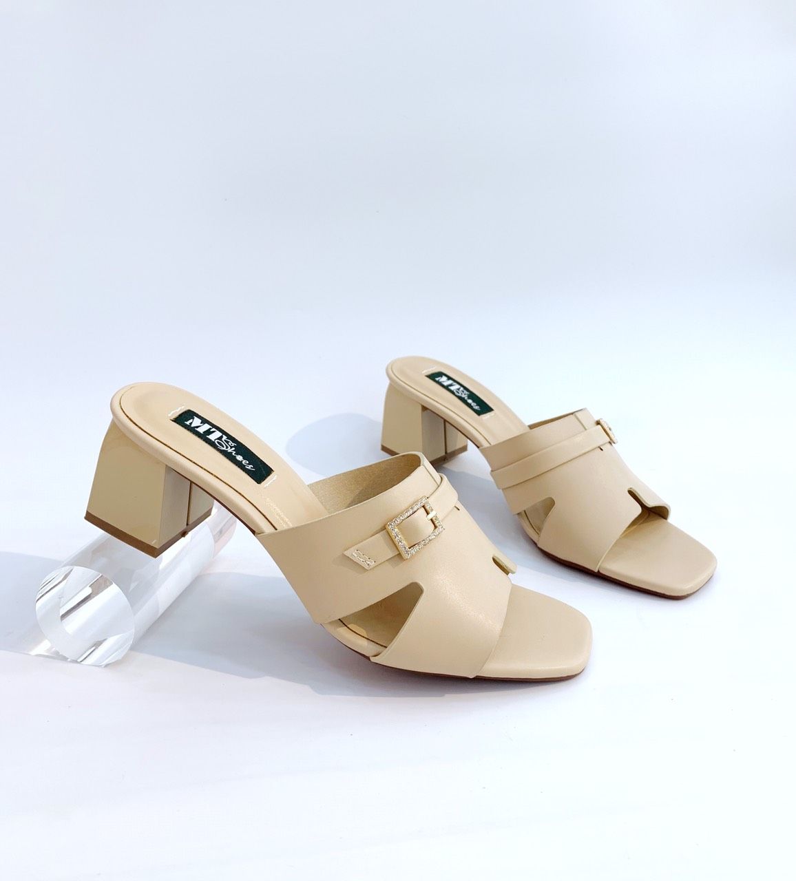  Guốc nữ quai chữ H phối khóa 5cm 491 