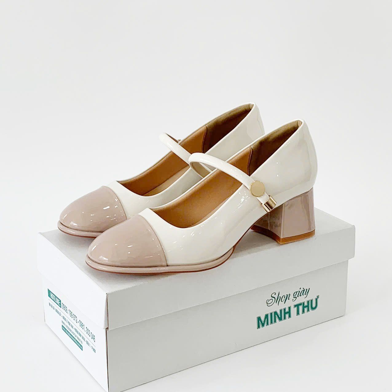  Giày phong cách cổ điển thiết kế Mary Jane gót cao 5cm MT3266 