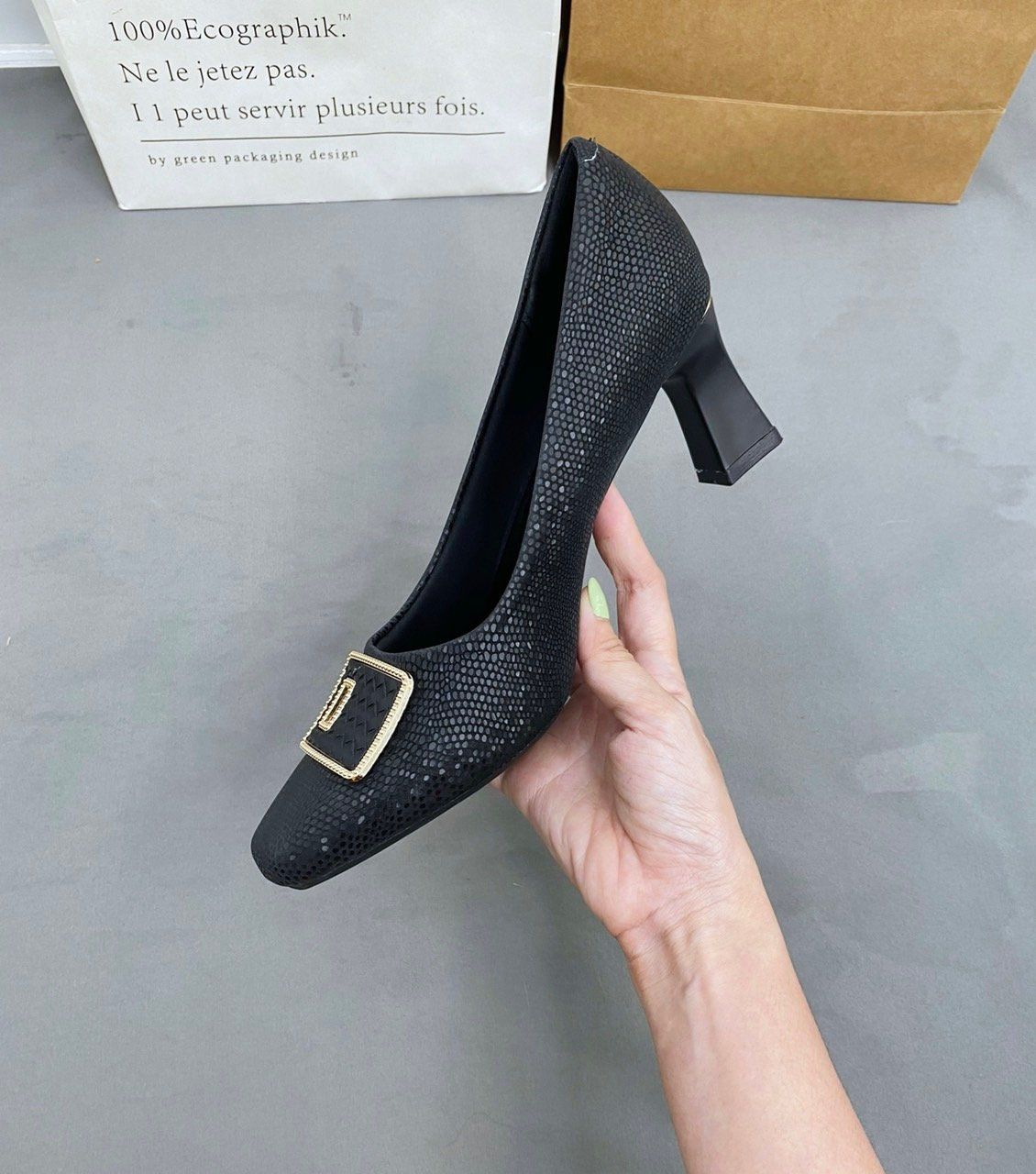  Giày VIP mũi vuông khóa 5cm MT309 