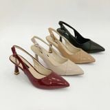  Giày sandal nữ gót nhọn 7cm, mũi da đắp chéo MT597 