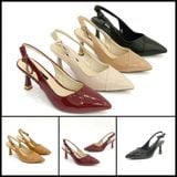  Giày sandal nữ gót nhọn 7cm, mũi da đắp chéo MT597 