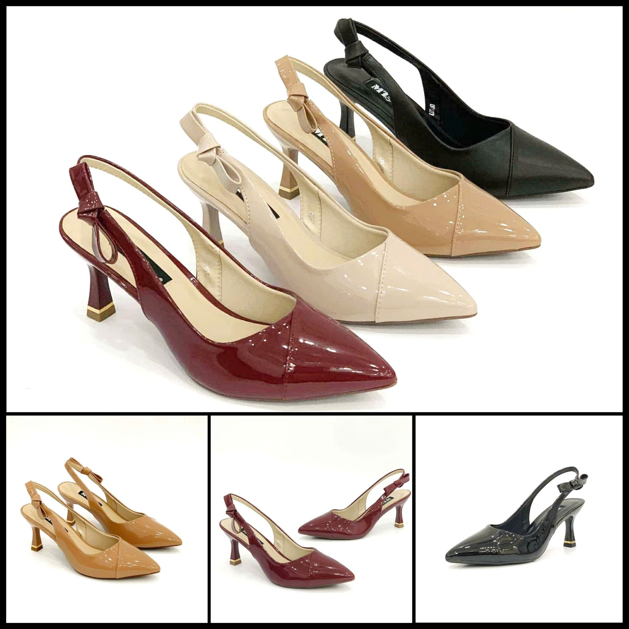  Giày sandal nữ gót nhọn 7cm, mũi da đắp chéo MT597 