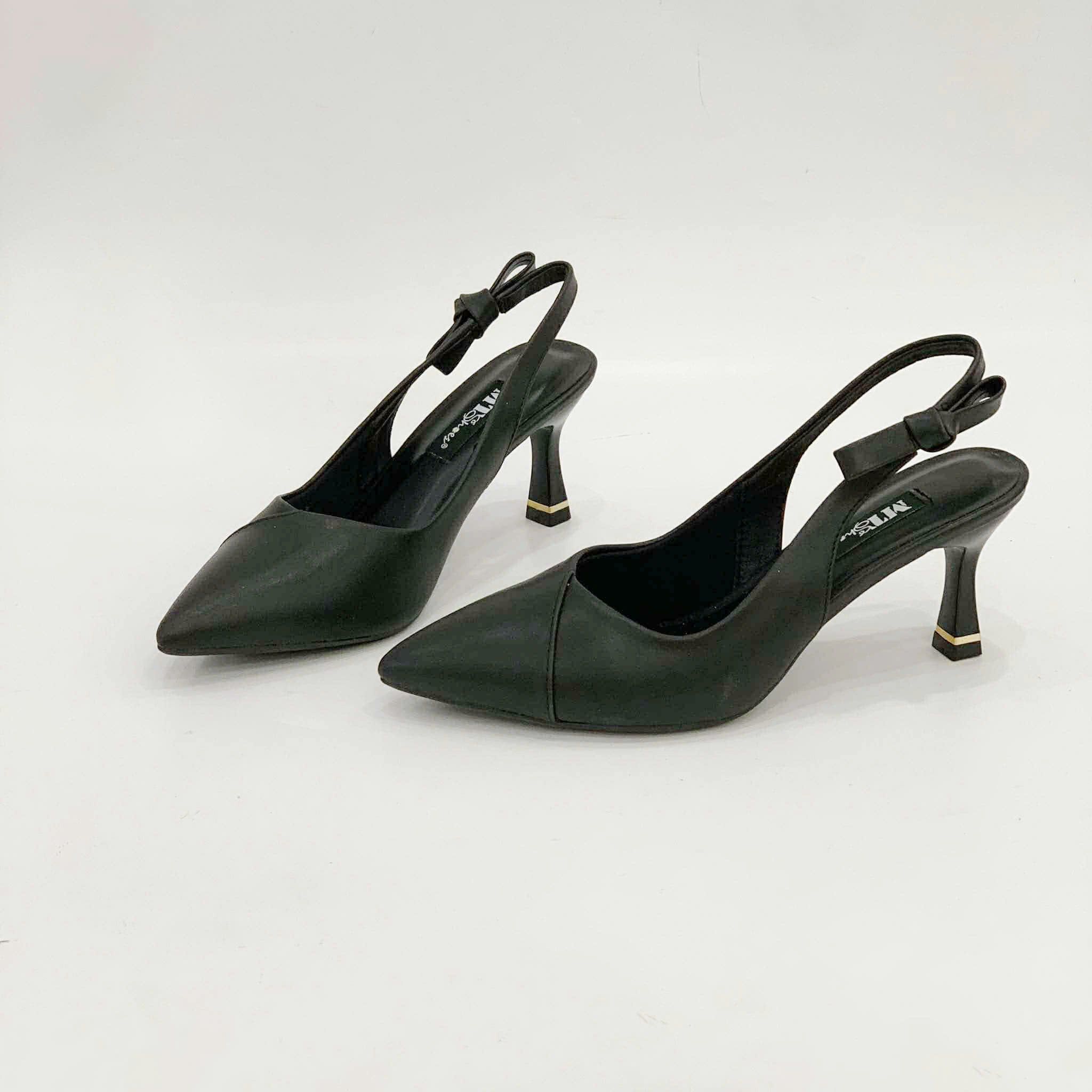  Giày sandal nữ gót nhọn 7cm, mũi da đắp chéo MT597 