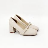  Giày công sở mũi vuông gót trụ 7cm phối quai nơ xinh MT3297 