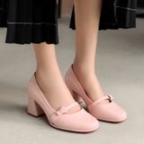  Giày công sở mũi vuông gót trụ 7cm phối quai nơ xinh MT3297 