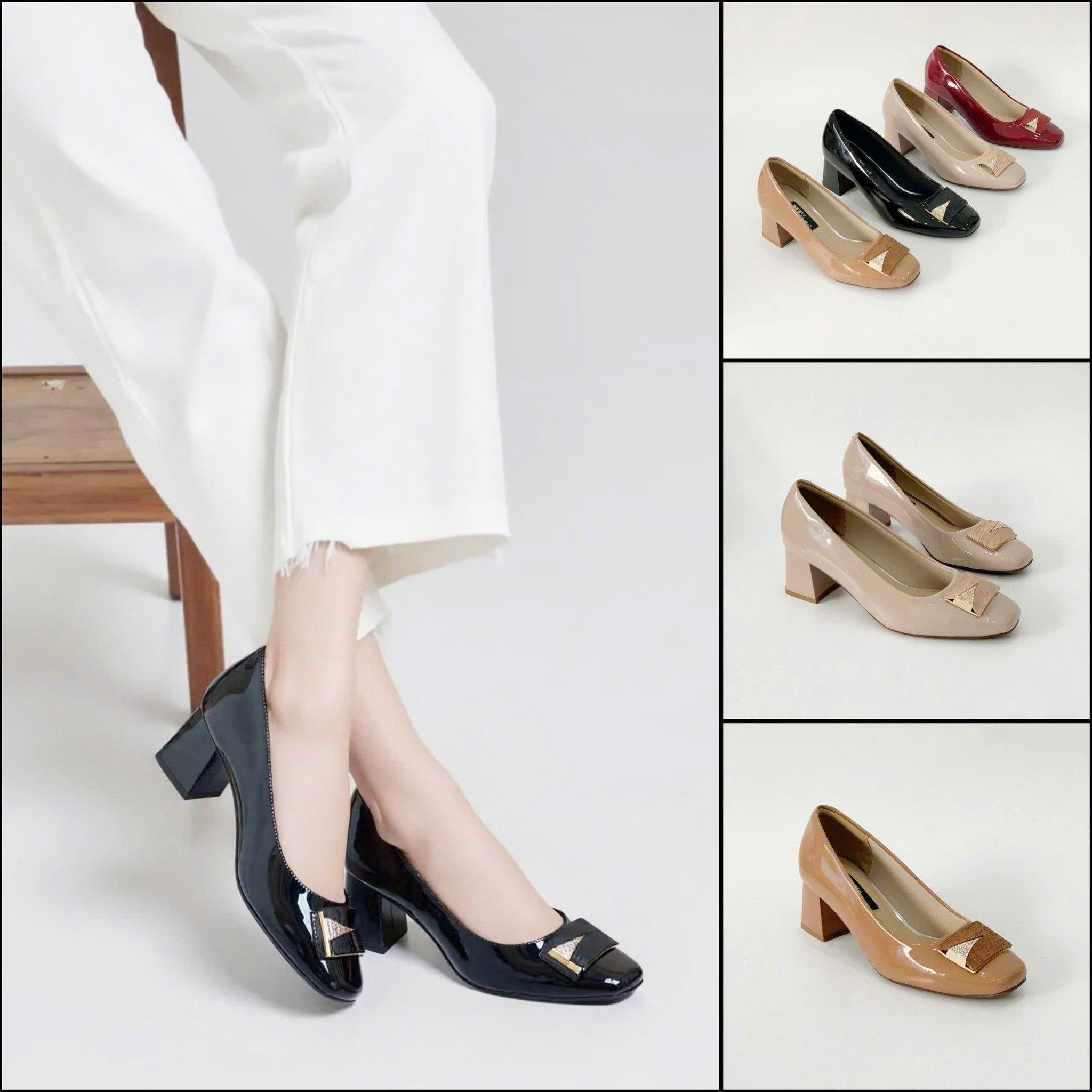  Giày công sở mũi vuông gót trụ 5cm MT601 