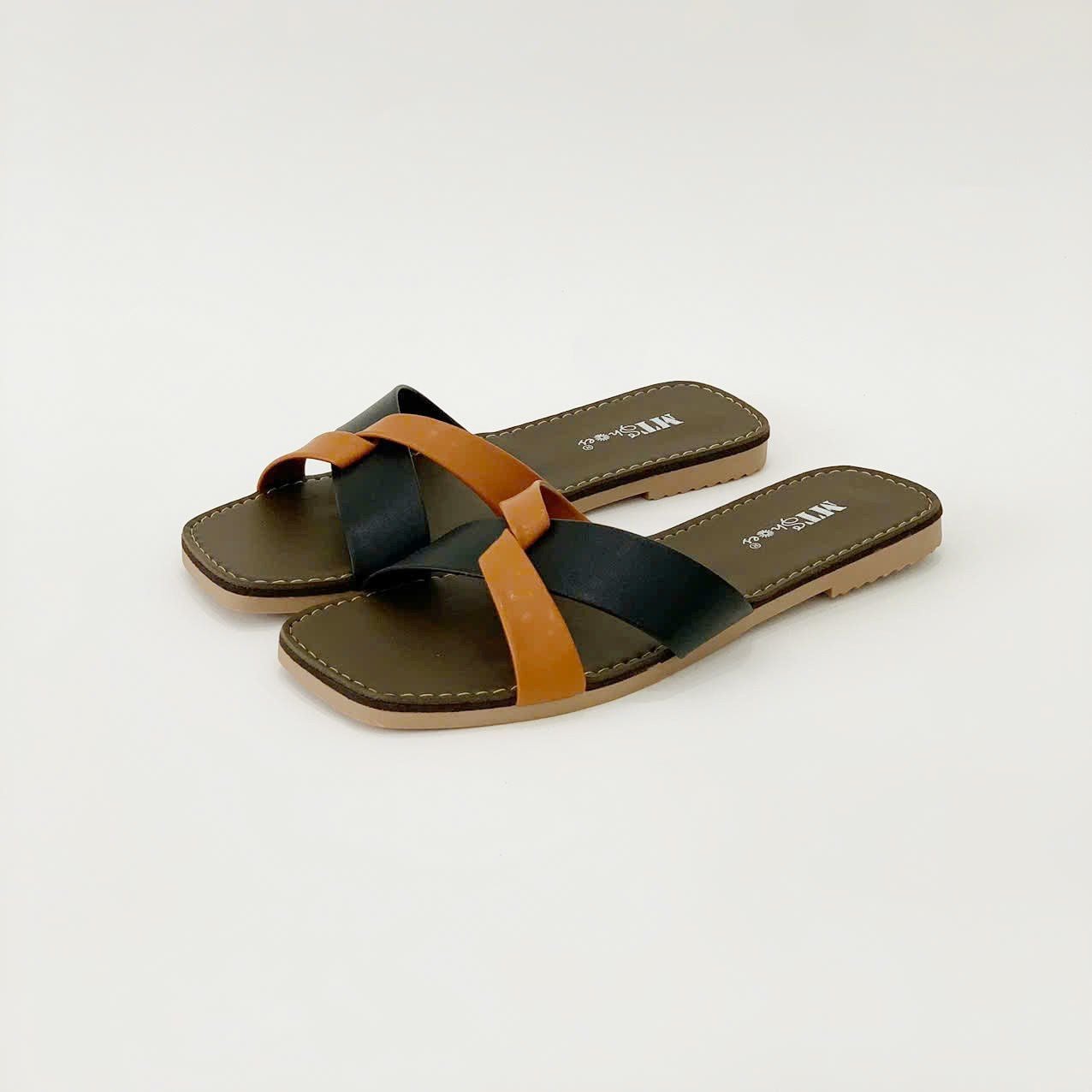  Dép bệt quai đắp chéo phối màu 738 