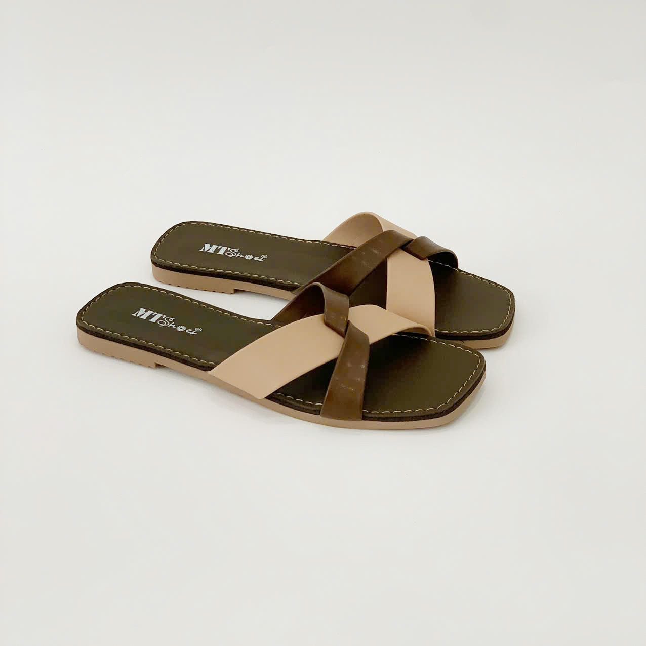  Dép bệt quai đắp chéo phối màu 738 