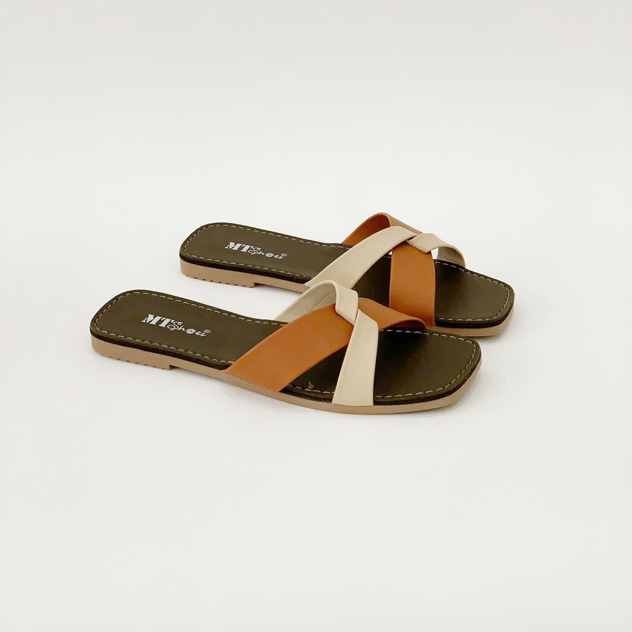  Dép bệt quai đắp chéo phối màu 738 