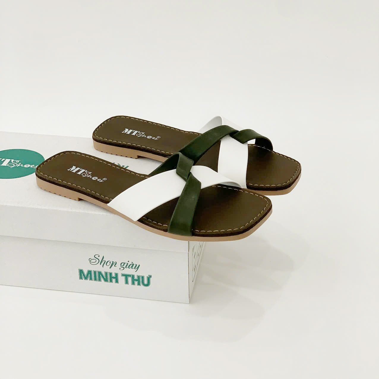  Dép bệt quai đắp chéo phối màu 738 