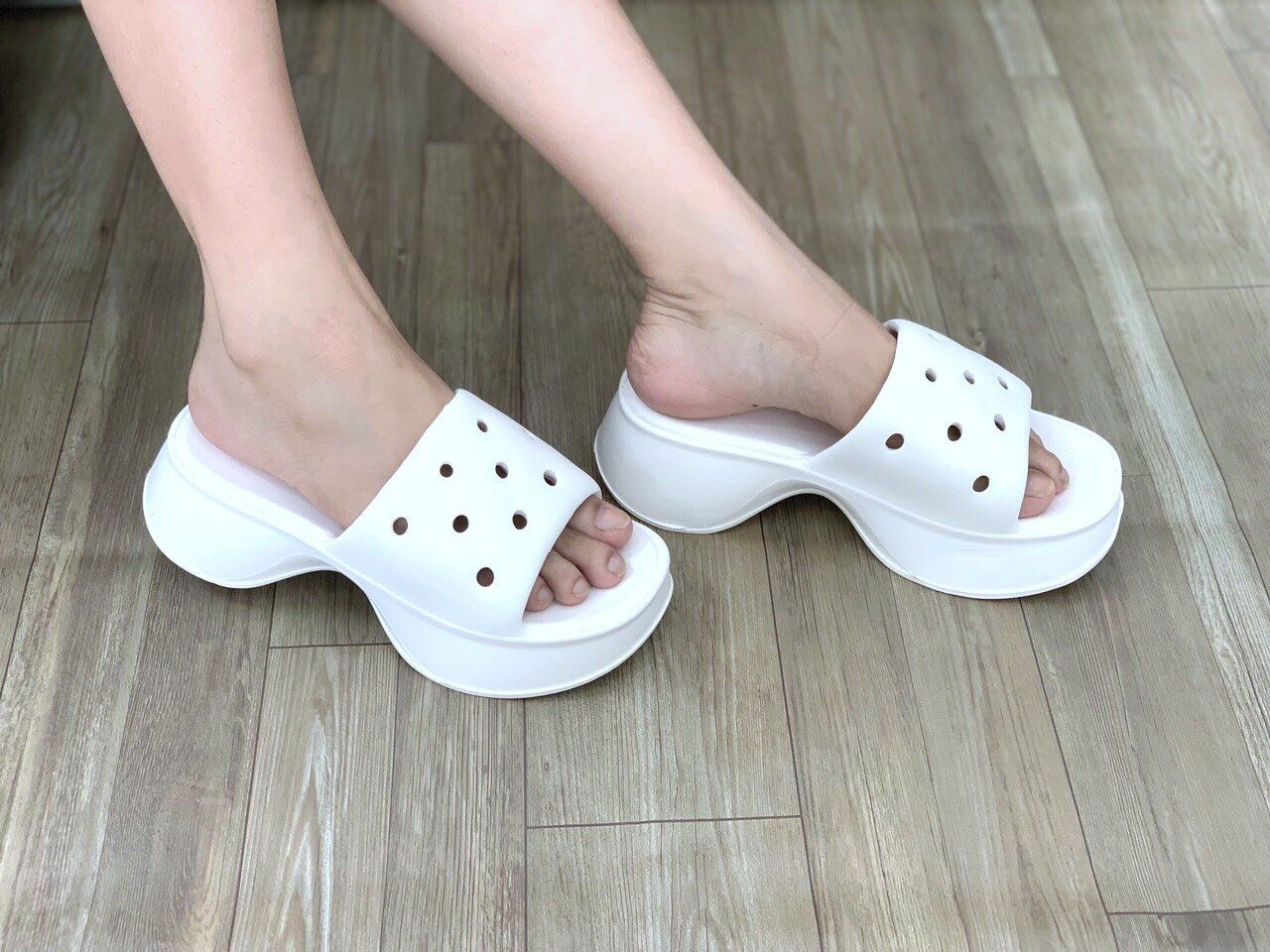  Dép bánh mỳ nữ đi mưa quai ngang đế 5cm MT739 