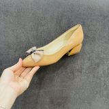  Giày gót trụ 3cm, nơ lưới MT814 