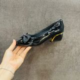  Giày gót trụ 3cm, nơ lưới MT814 