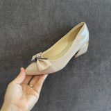  Giày gót trụ 3cm, nơ lưới MT814 