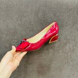  Giày gót trụ 3cm, nơ lưới MT814 