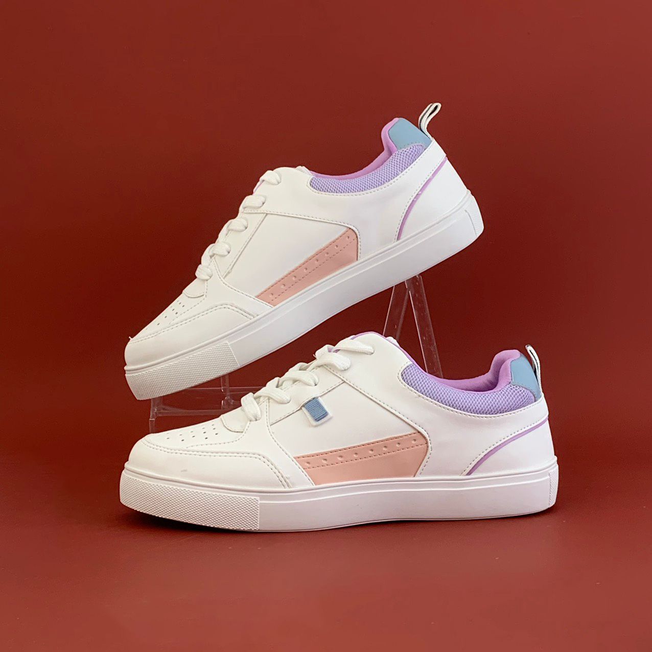  Giày sneaker cao cấp phiên bản giới hạn đế 2cm phối màu hồng xanh tím 888 