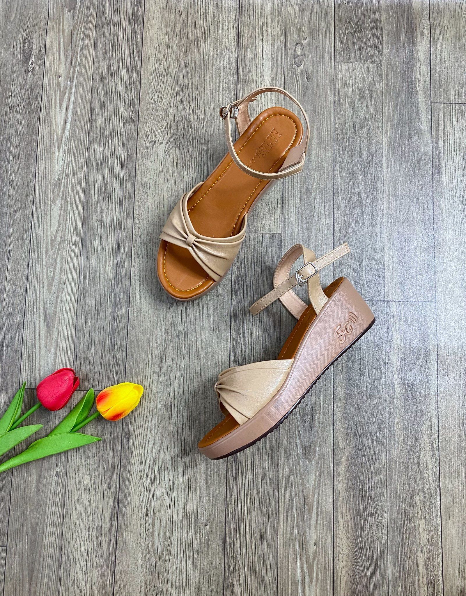  Sandal xuồng quai nơ xếp 4cm MT92 