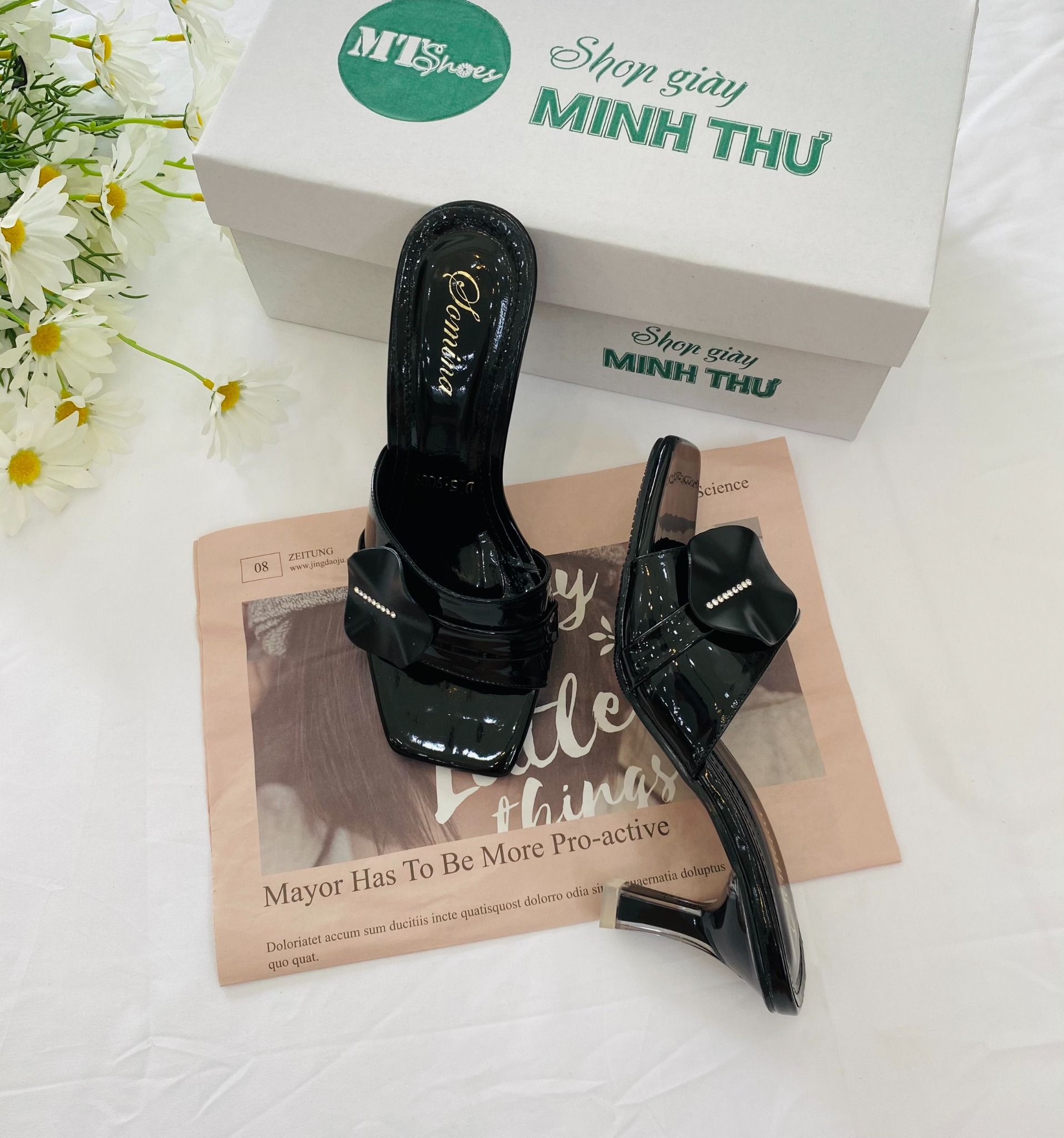  Guốc mika 5cm quai da MT9009 