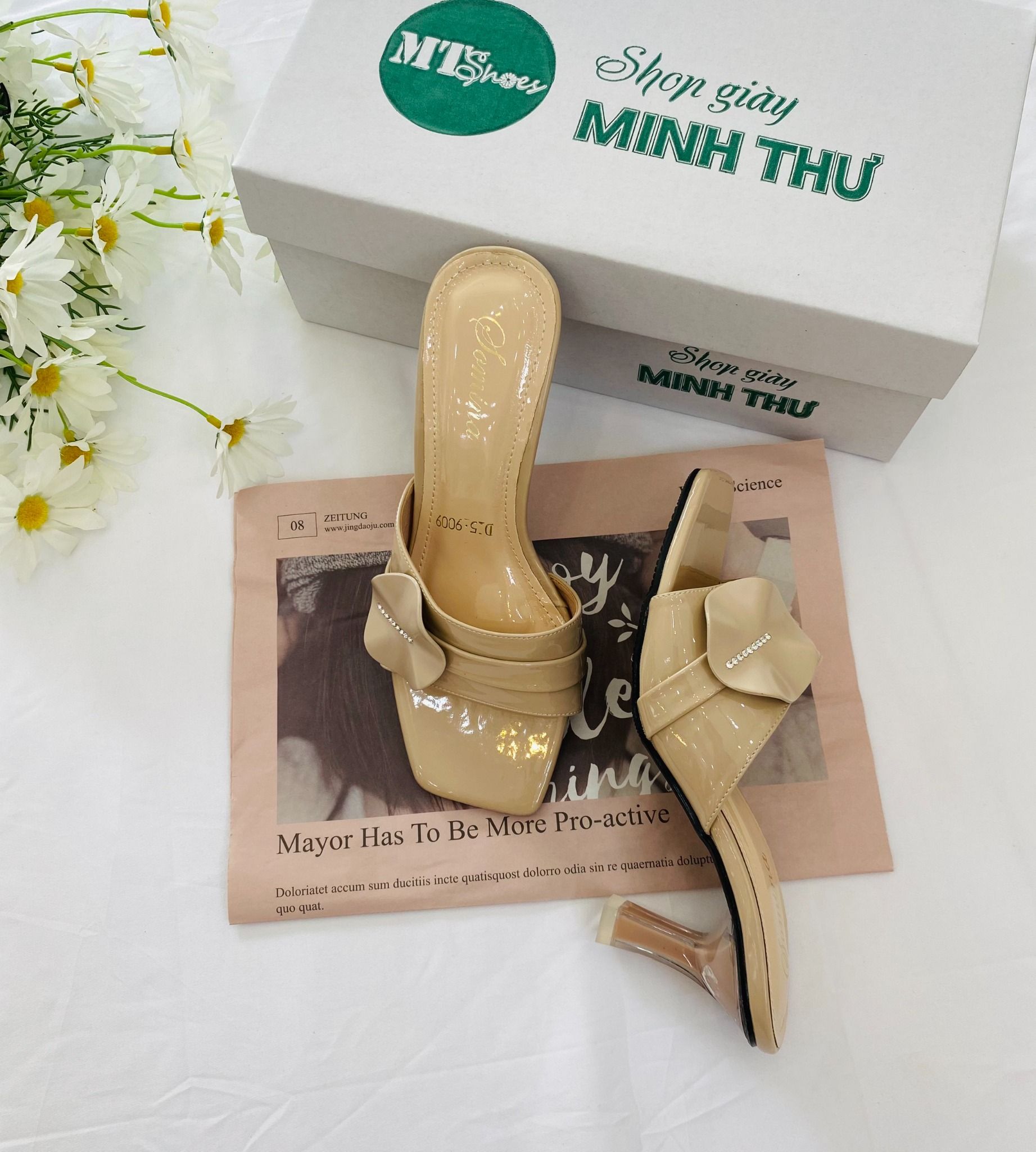  Guốc mika 5cm quai da MT9009 