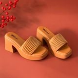  Dép guốc nữ quai ngang xếp ly đế trụ 8cm 922 