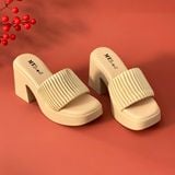  Dép guốc nữ quai ngang xếp ly đế trụ 8cm 922 