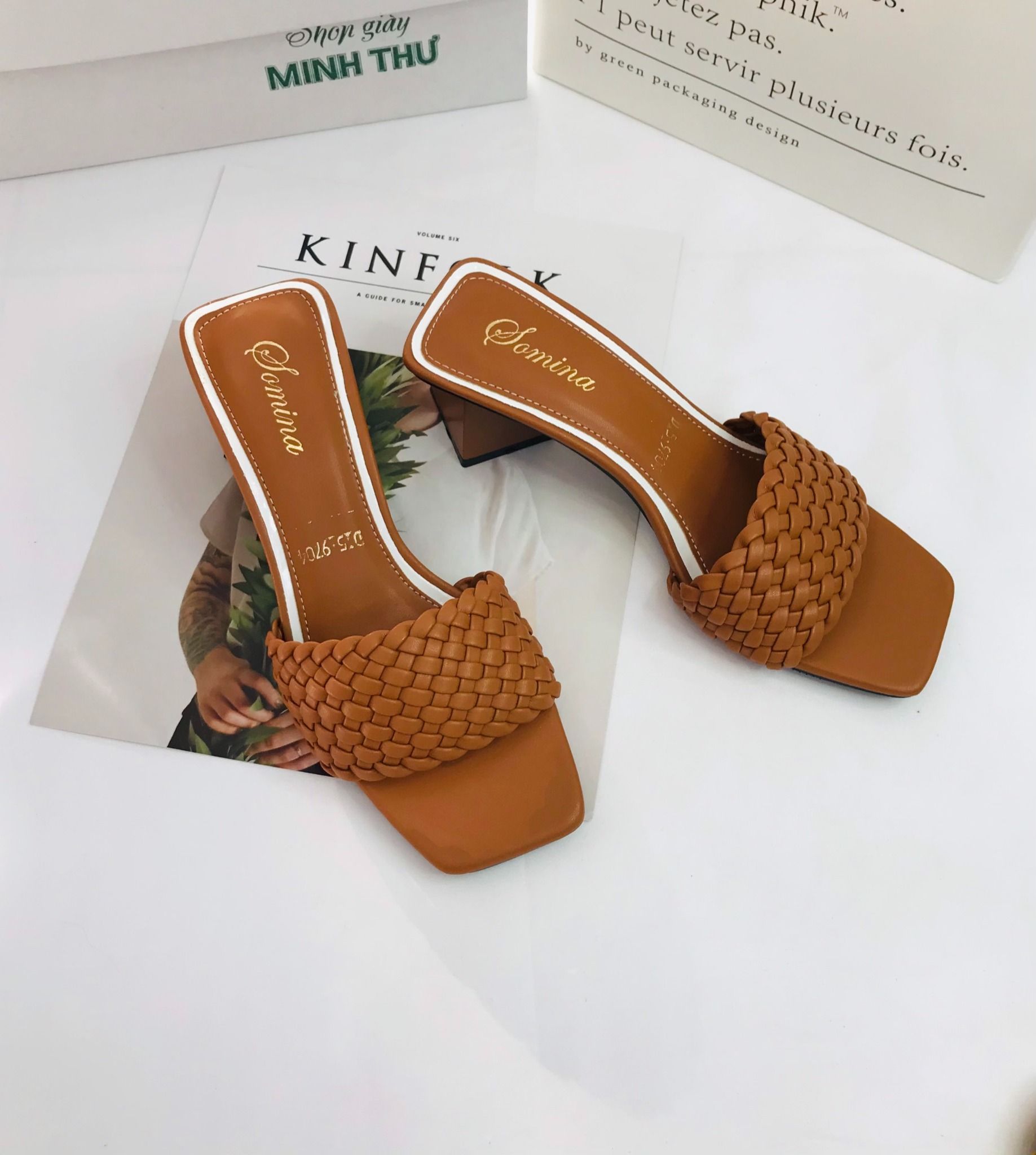  Guốc 5cm quai tết bính 9235 