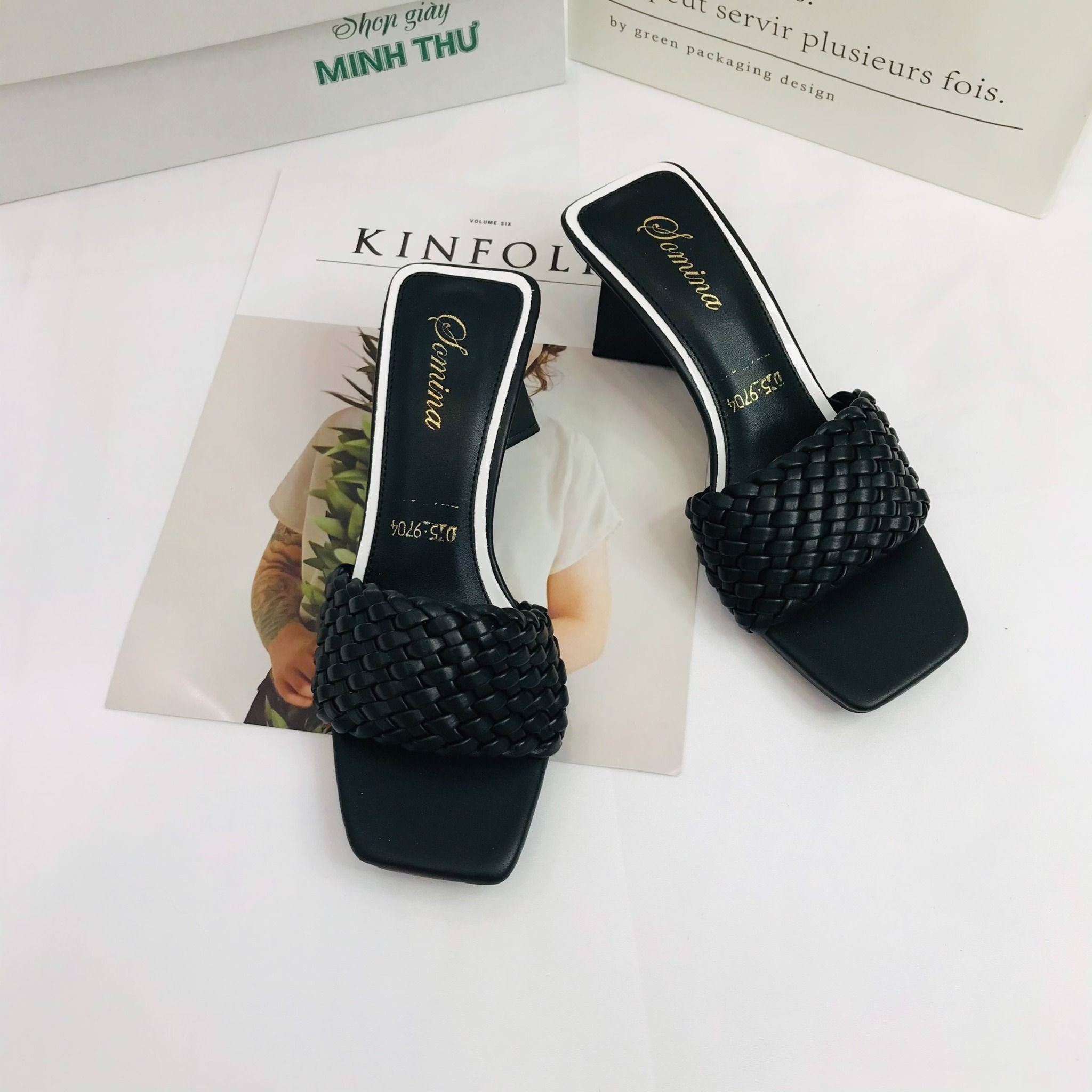  Guốc 5cm quai tết bính 9235 