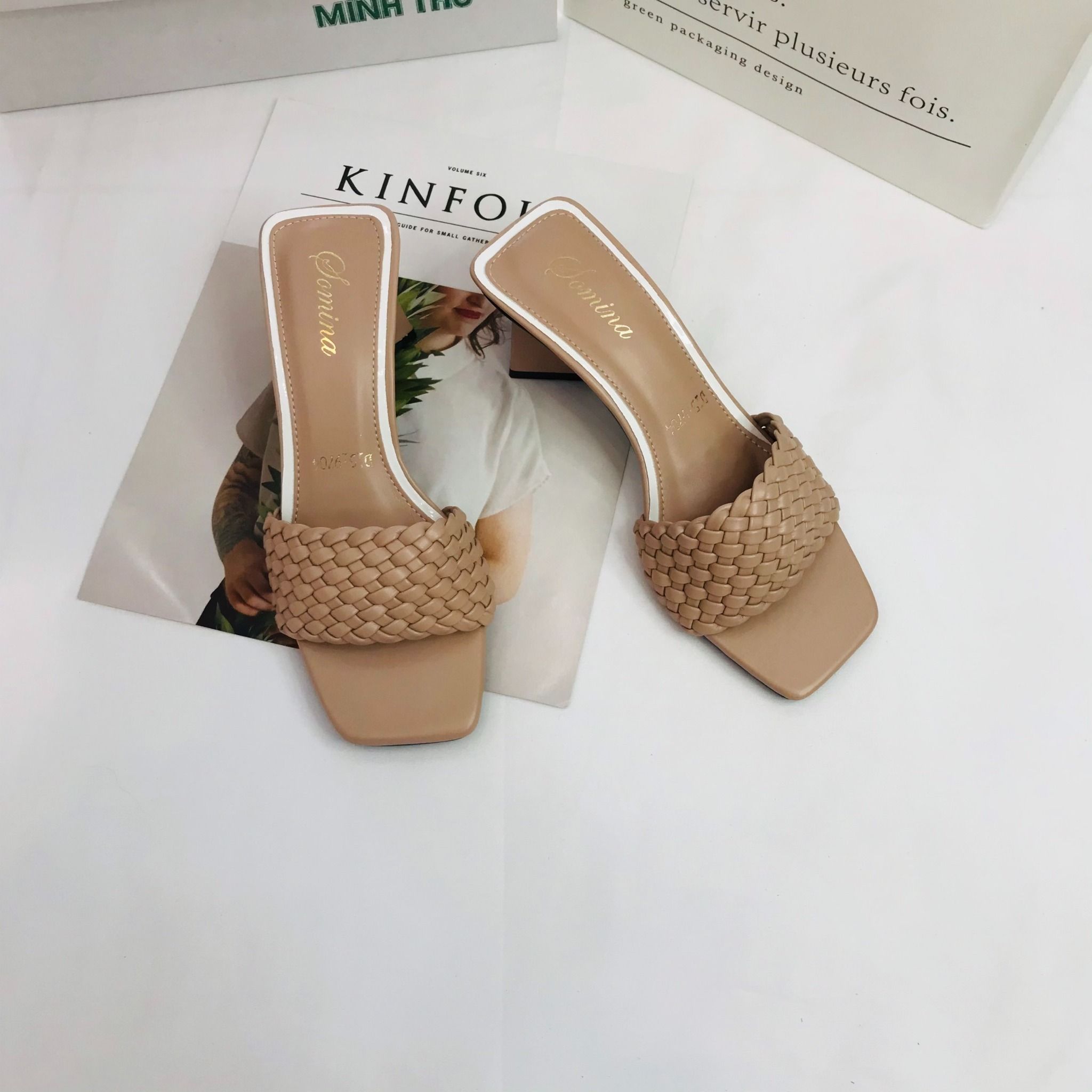  Guốc 5cm quai tết bính 9235 