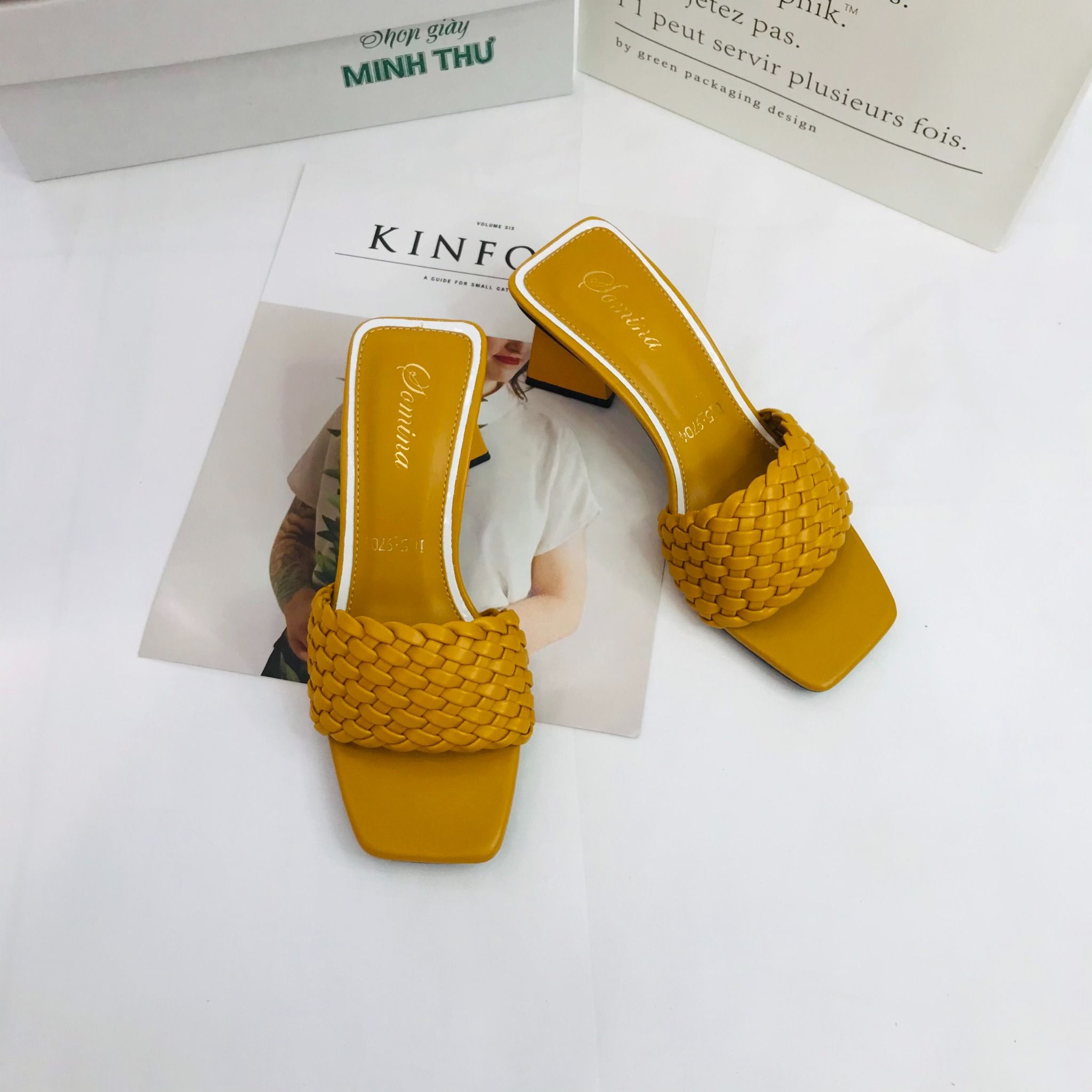  Guốc 5cm quai tết bính 9235 