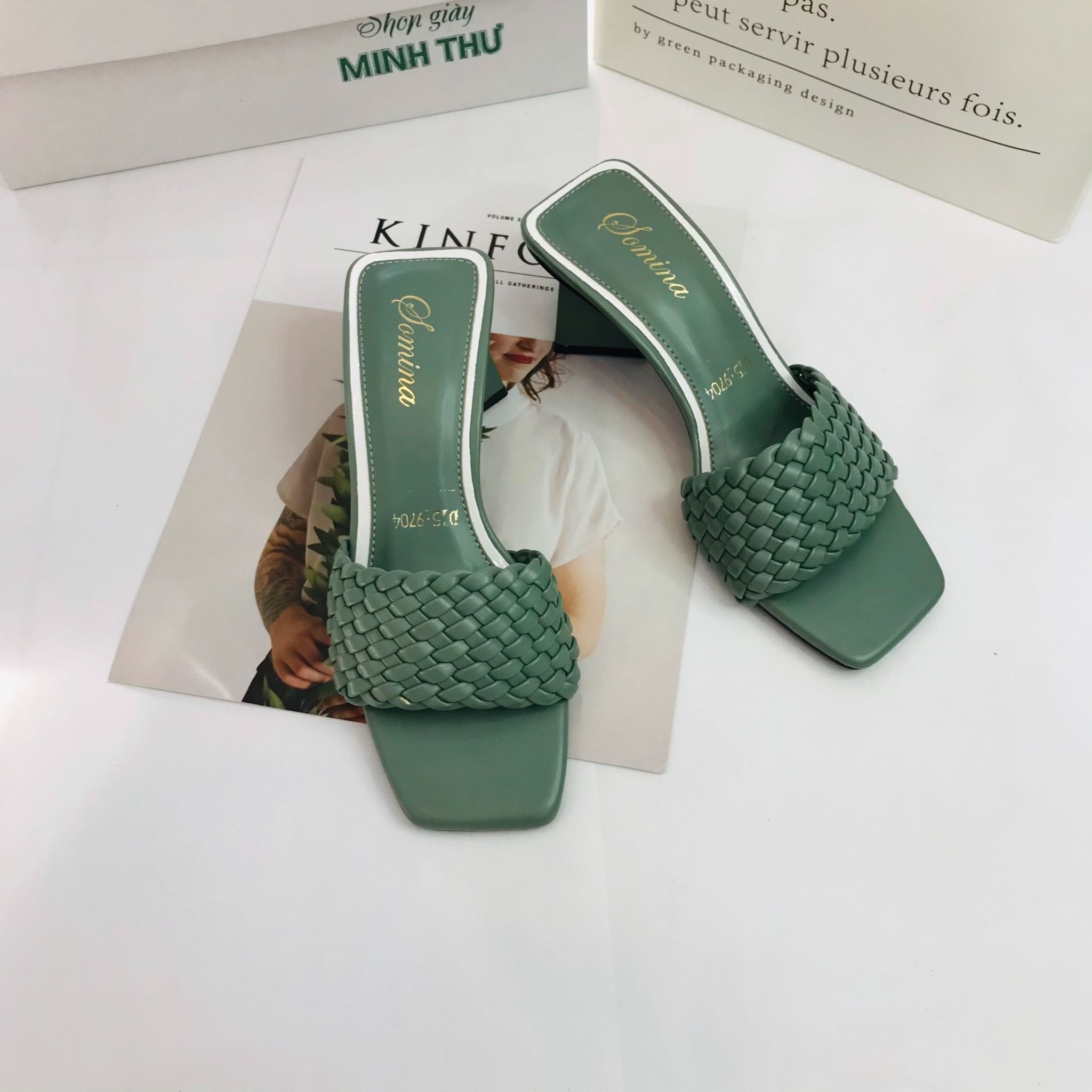  Guốc 5cm quai tết bính 9235 