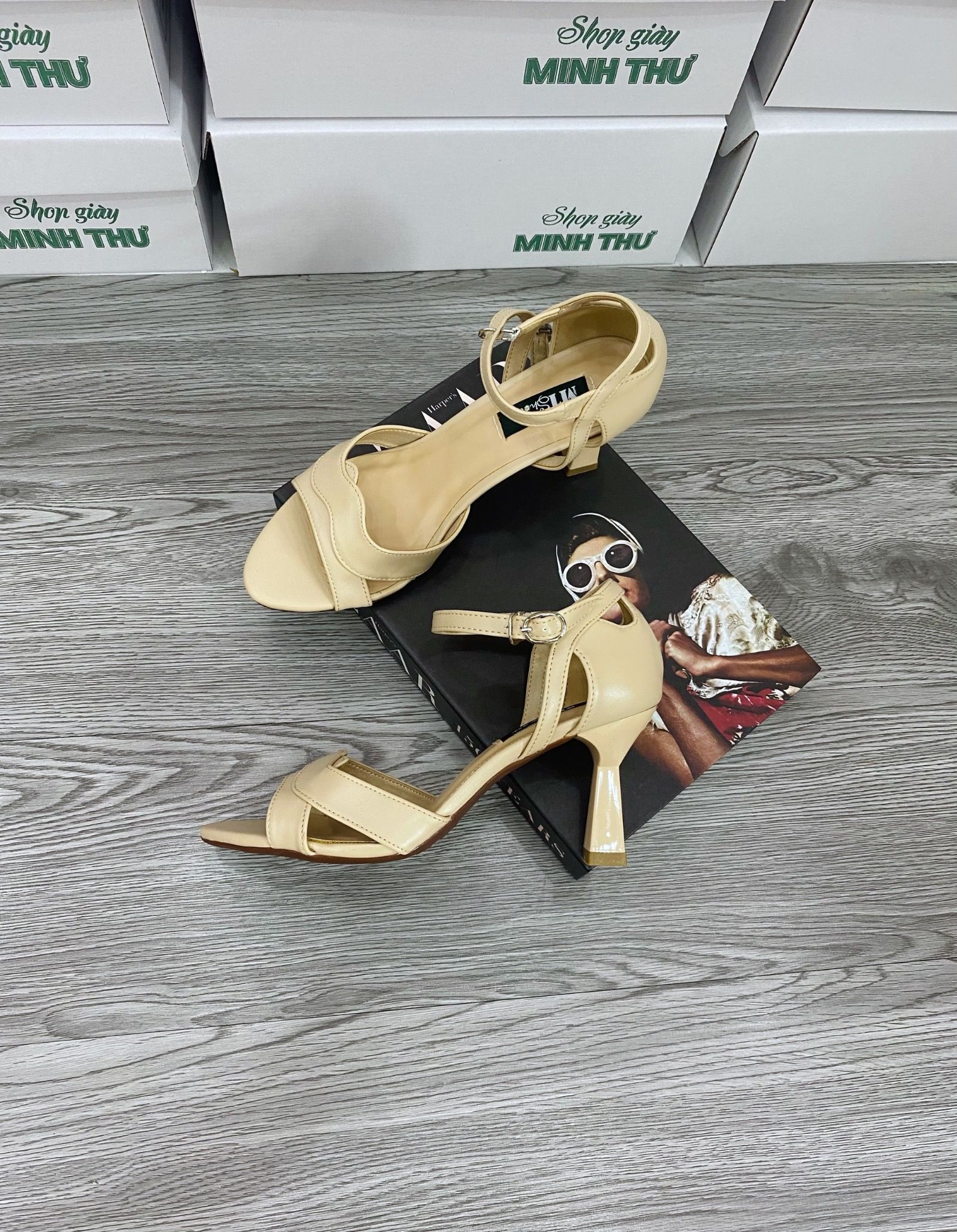  Sandal 2 dây chéo, gót 7cm MT482 