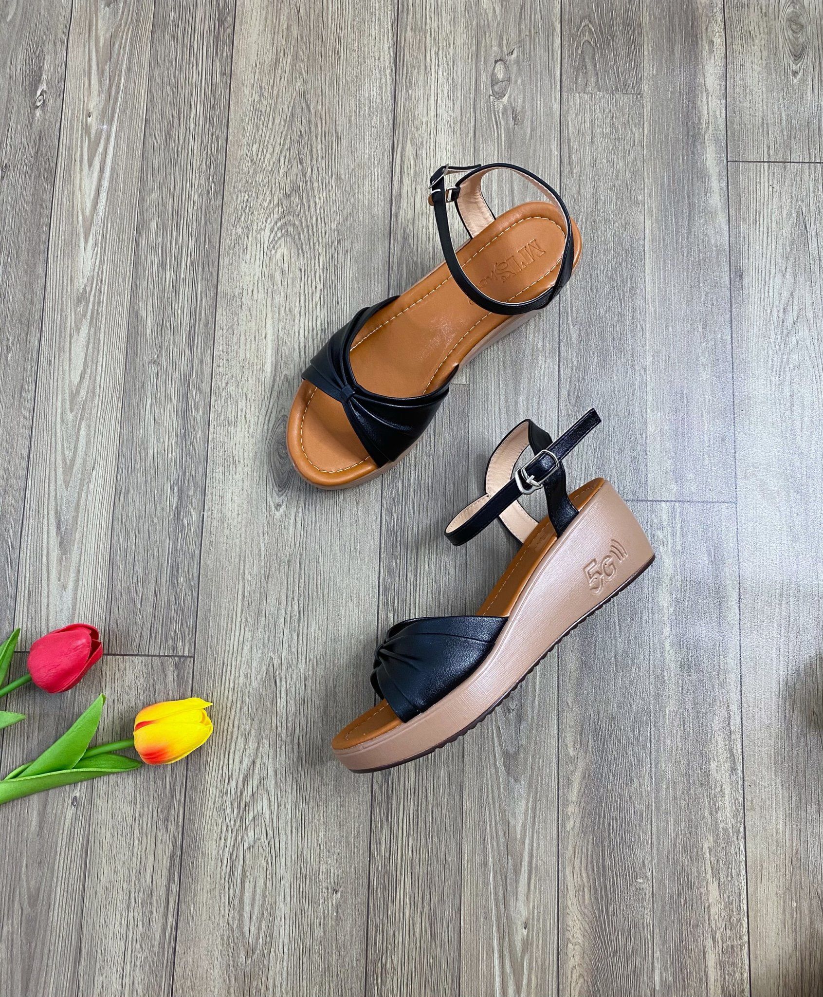  Sandal xuồng quai nơ xếp 4cm MT92 