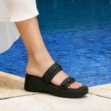  Dép bánh mỳ nữ quai phối khóa đế 5cm MT145 