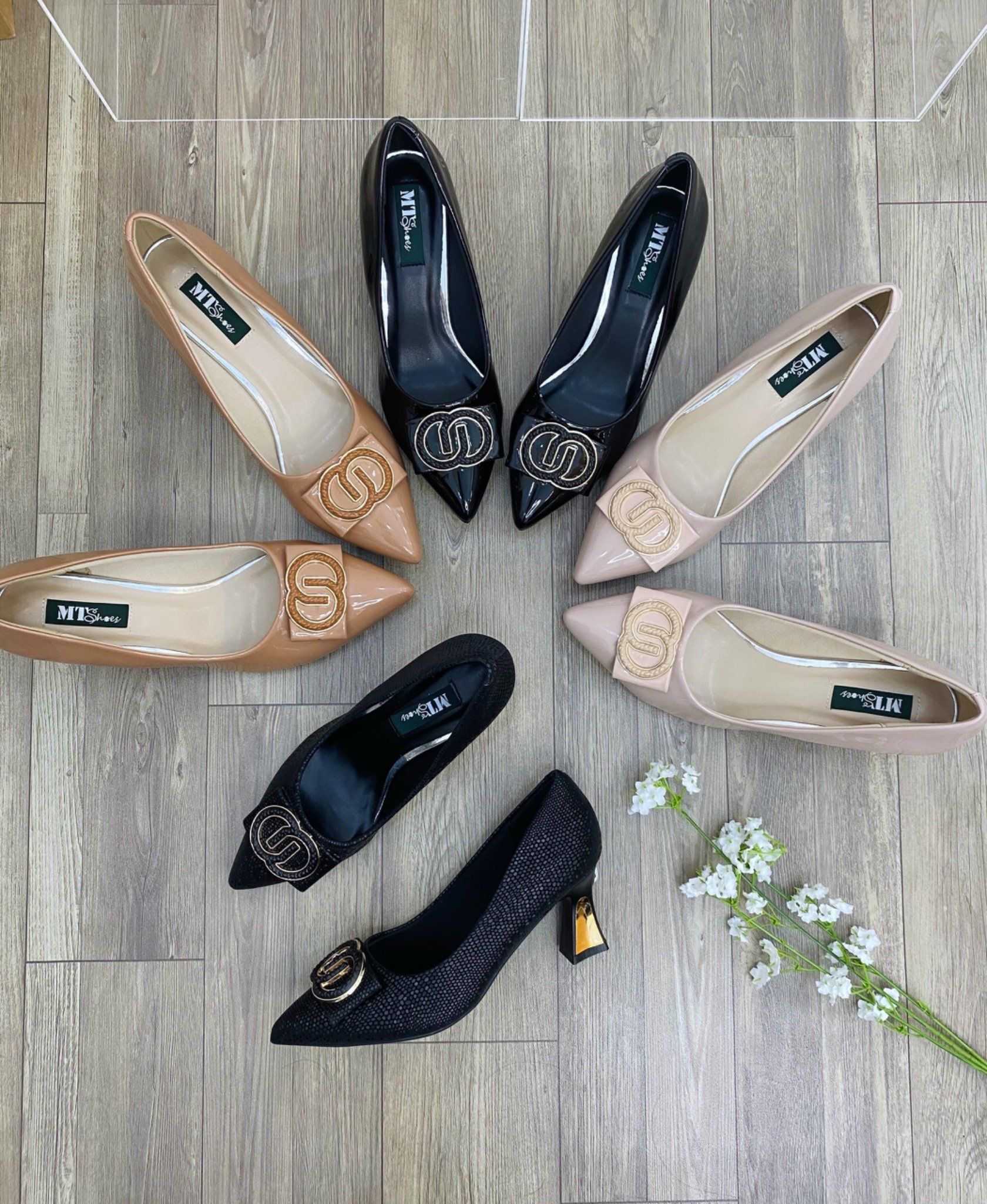  Giày nơ khóa gót 5cm MT310 