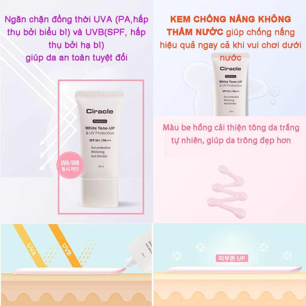  Kem chống nắng nâng tone da trắng hồng KCN01 