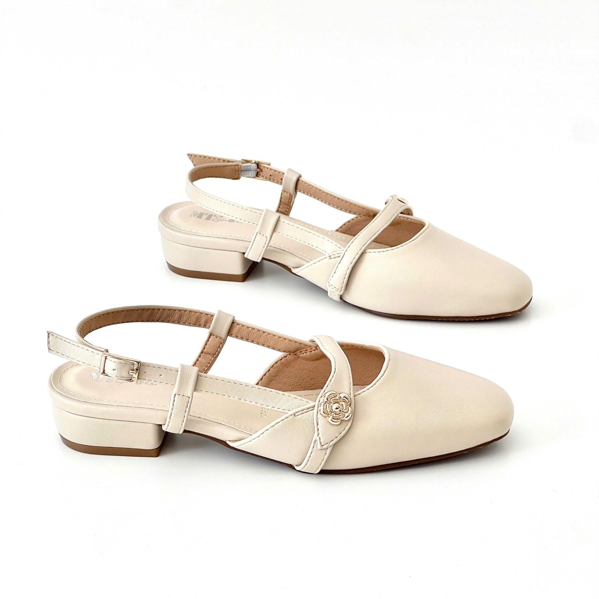  Giày sandal mũi vuông slingback cao cấp thanh lịch gót cao 2cm MT2504 