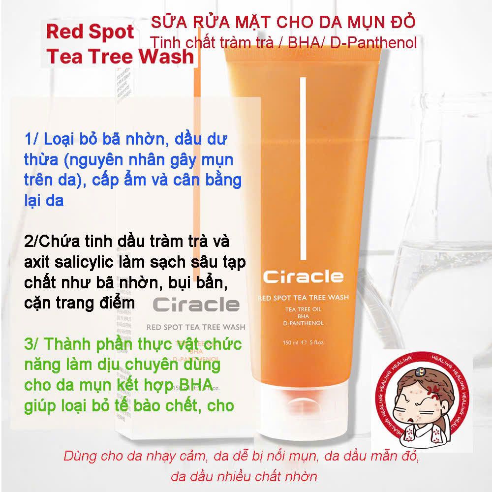  Gel rửa mặt dành cho da dầu mụn Cirable Red Spot Tea Tree Wash SRM1 