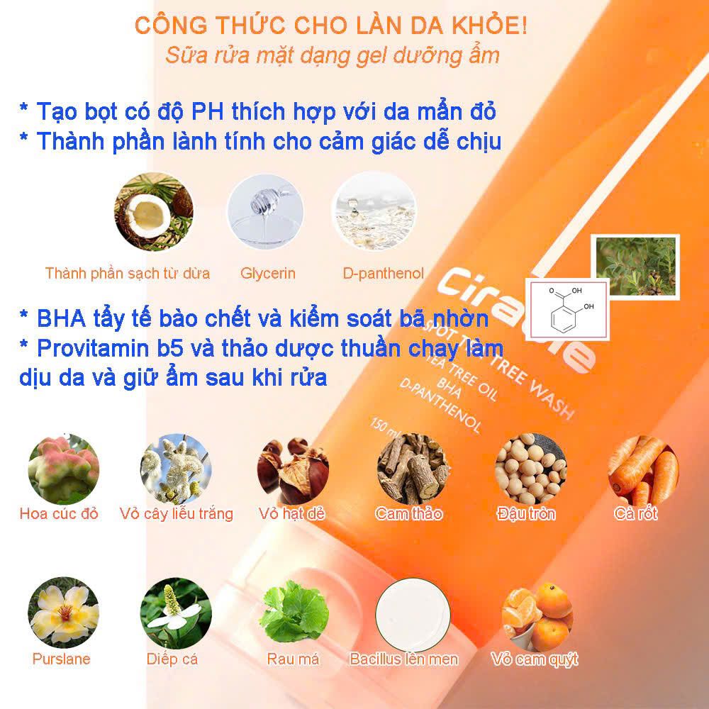  Gel rửa mặt dành cho da dầu mụn Cirable Red Spot Tea Tree Wash SRM1 