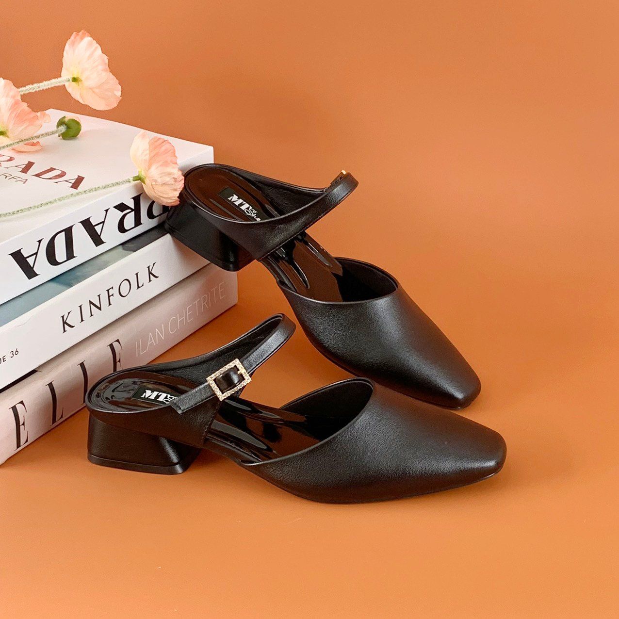 Dép sục nữ mũi vuông đính đá 3cm 202 
