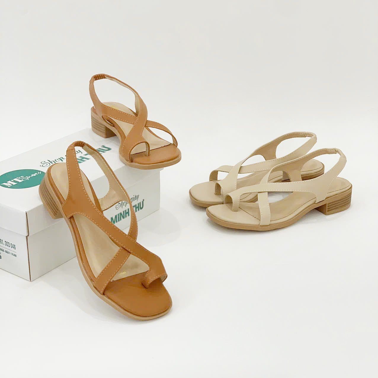  giày sandal nữ xỏ ngón quai đan chéo đế 3cm MT3312 
