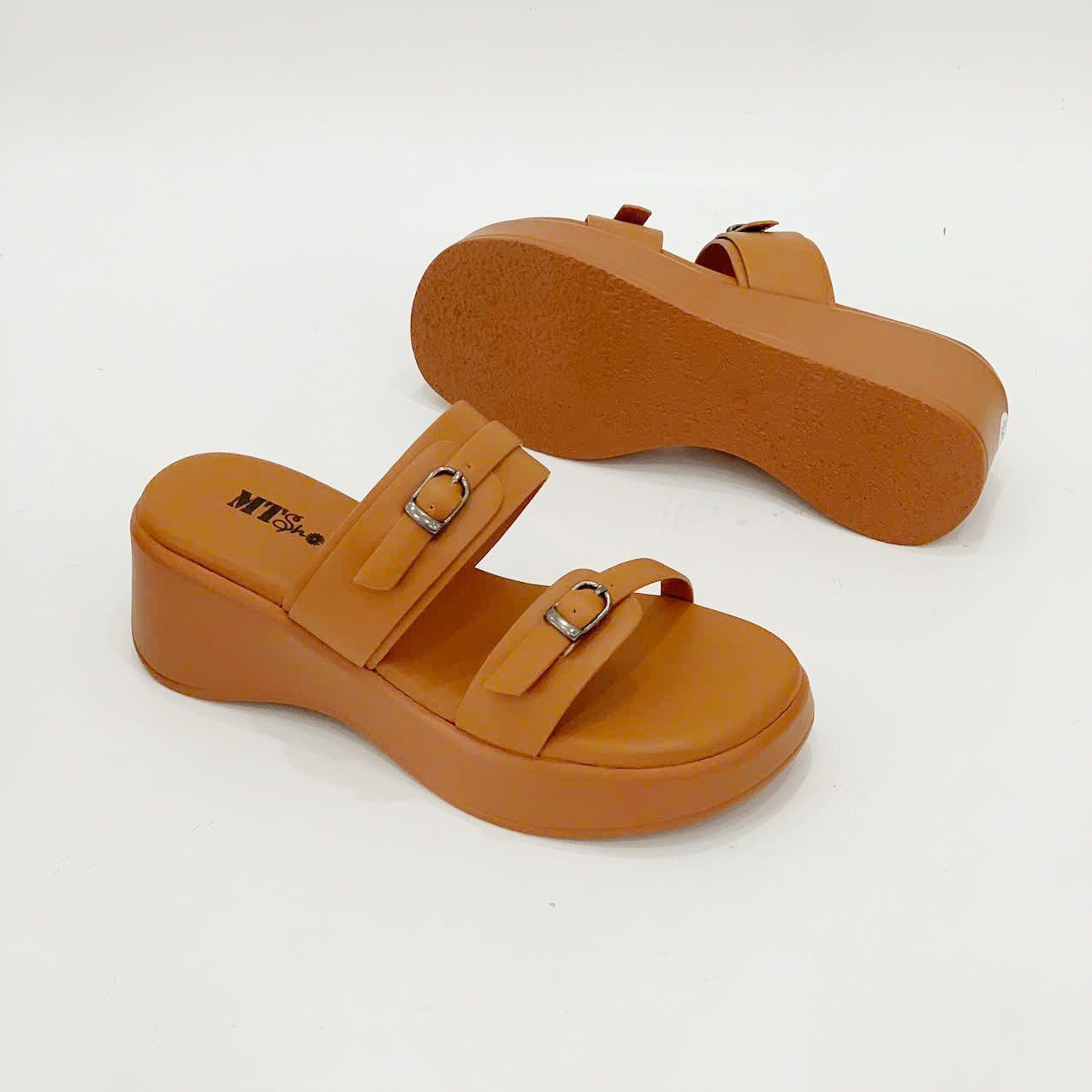  Dép bánh mỳ nữ quai phối khóa đế 5cm MT145 