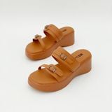 Dép bánh mỳ nữ quai phối khóa đế 5cm MT145 