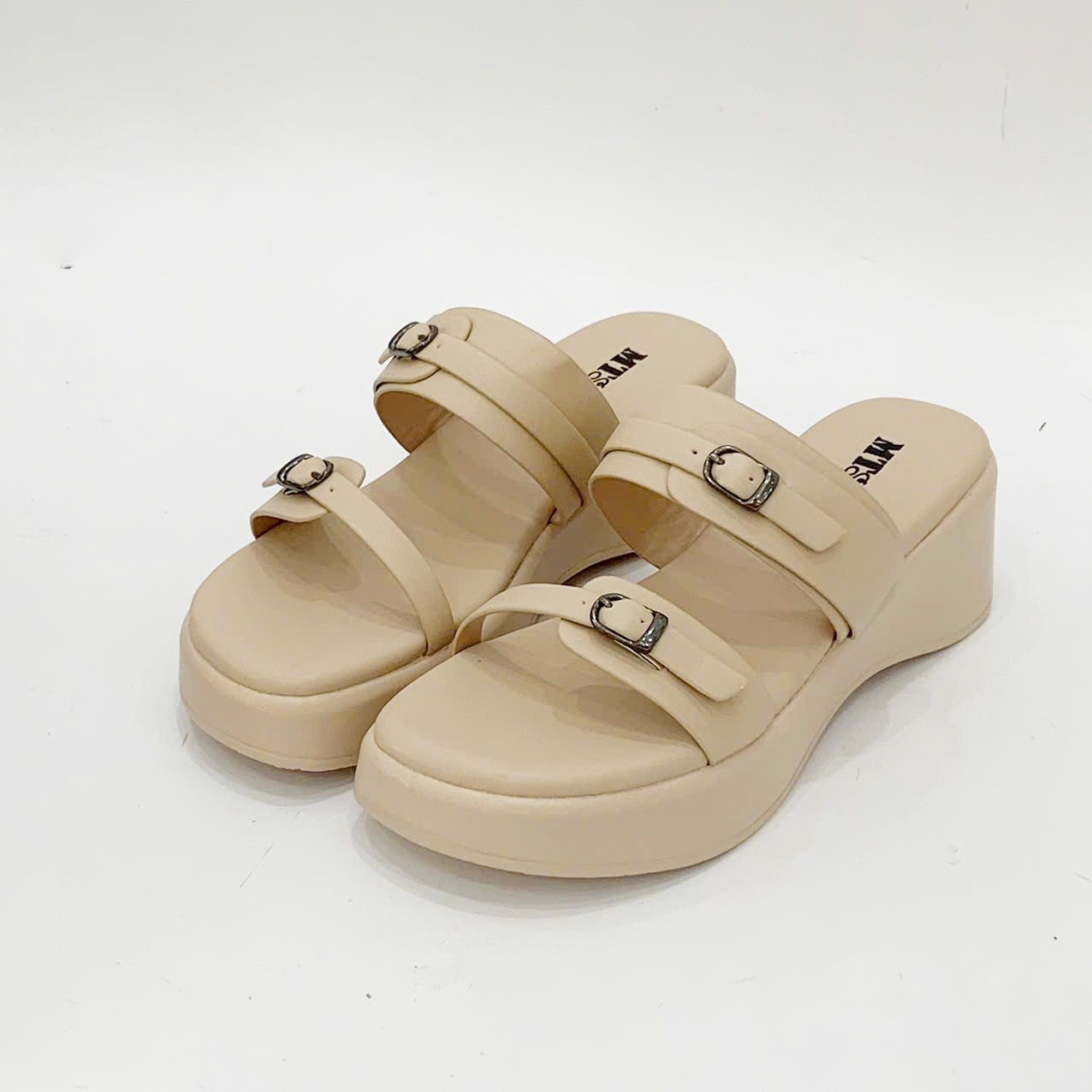  Dép bánh mỳ nữ quai phối khóa đế 5cm MT145 